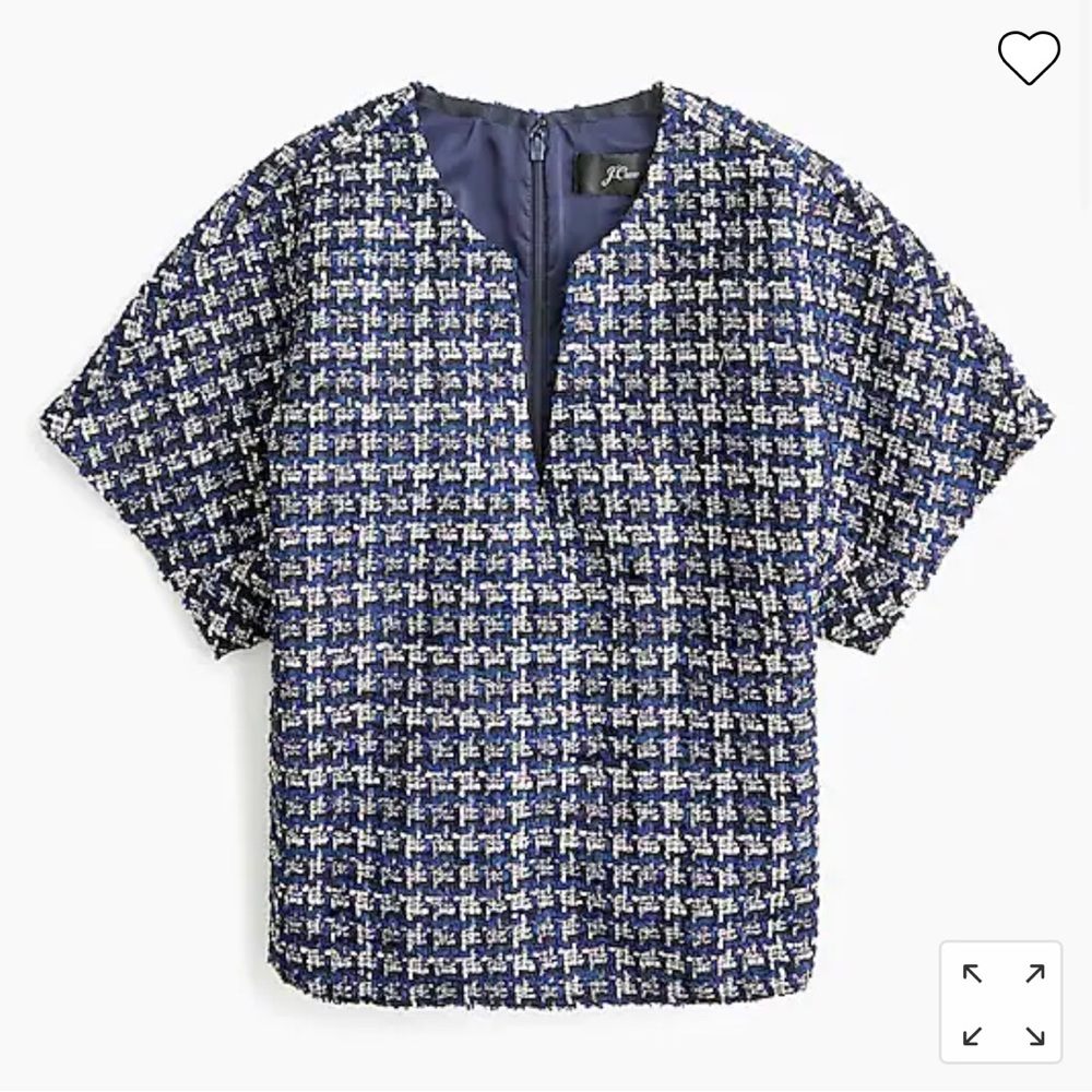 J.Crew Cropped cap-sleeve Top in Metallic Houndstooth